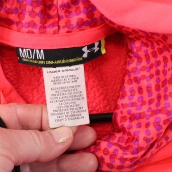 Under Armour Medium Orange Hooded Sweatshirt With Logo & Kangaroo Pocket - Picture 4 of 6